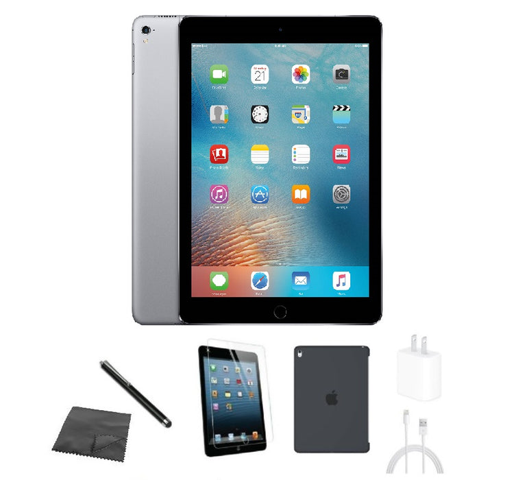 Refurbished Apple iPad Pro 9.7" 1st Gen | WiFi + Cellular Unlocked | Bundle w/ Case, Tempered Glass, Stylus, Charger