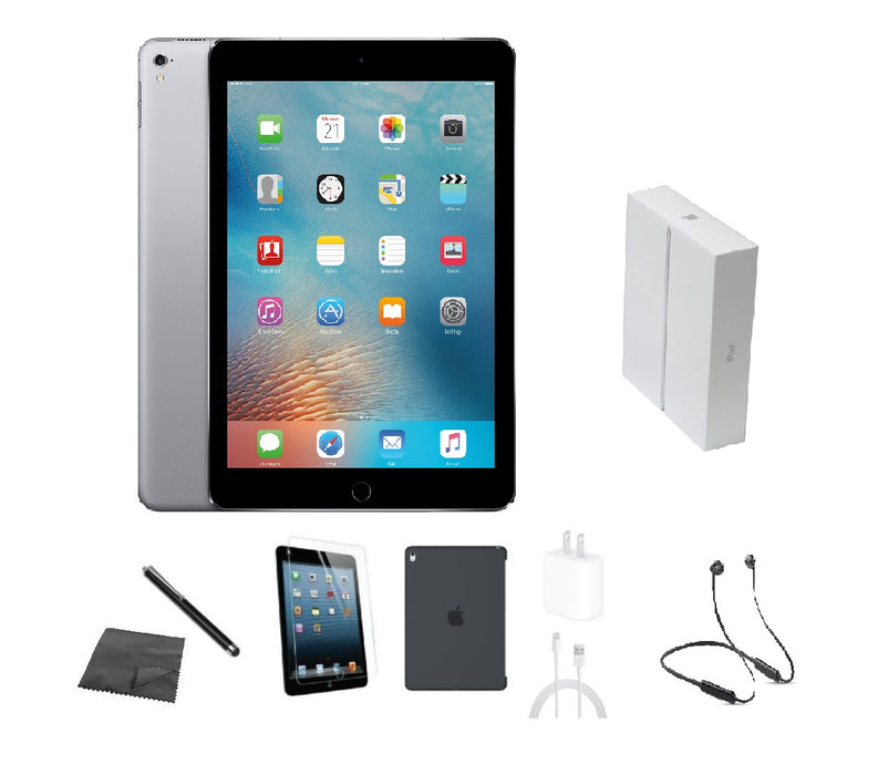 Refurbished Apple iPad Pro 9.7" 1st Gen | WiFi + Cellular Unlocked | Bundle w/ Case, Box, Bluetooth Headset, Tempered Glass, Stylus, Charger