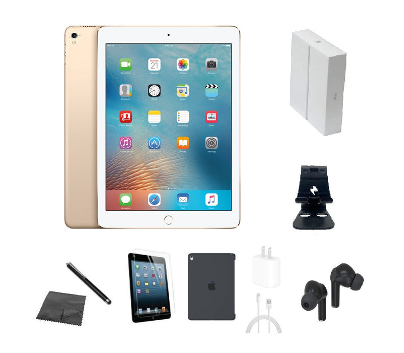Refurbished Apple iPad Pro 9.7" 1st Gen | WiFi | Bundle w/ Case, Box, Bluetooth Earbuds, Tempered Glass, Stylus, Stand, Charger
