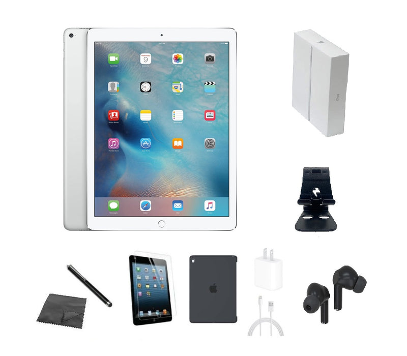 Refurbished Apple iPad Pro 9.7" 1st Gen | WiFi + Cellular Unlocked | Bundle w/ Case, Box, Bluetooth Earbuds, Tempered Glass, Stylus, Stand, Charger