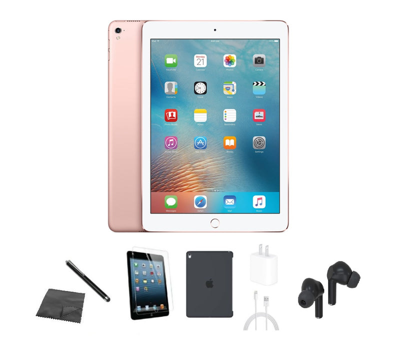 Refurbished Apple iPad Pro 9.7" 1st Gen | WiFi + Cellular Unlocked | Bundle w/ Case, Bluetooth Earbuds, Tempered Glass, Stylus, Charger