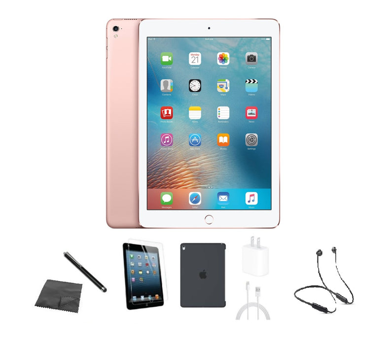 Refurbished Apple iPad Pro 9.7" 1st Gen | WiFi + Cellular Unlocked | Bundle  w/ Case, Bluetooth Headset, Tempered Glass, Stylus, Charger