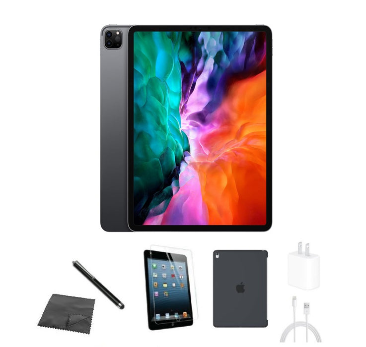 Refurbished Apple iPad Pro 12.9" 4th Gen | WiFi + Cellular Unlocked | Bundle w/ Case, Tempered Glass, Stylus, Charger