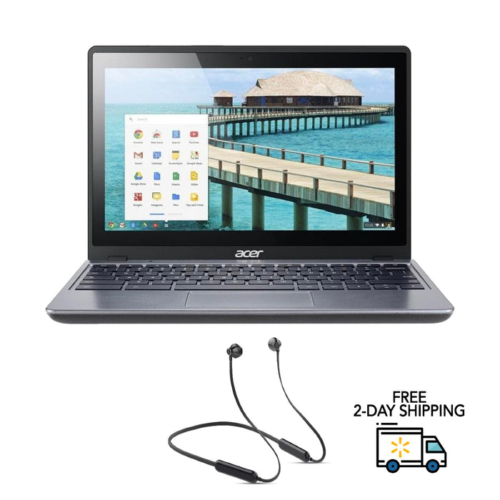 Refurbished Acer C720P Chromebook Touch Screen | Intel Celeron 2955U | 1.4GHz | 2GB RAM | 16GB SSD | Bundle w/ Neckband Earbuds