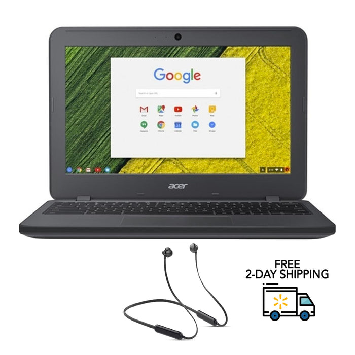 Refurbished Acer C731 Chromebook N7 | Intel Celeron N3060| 1.60GHz | 4GB RAM | 16GB SSD | Bundle w/ Neckband Earbuds