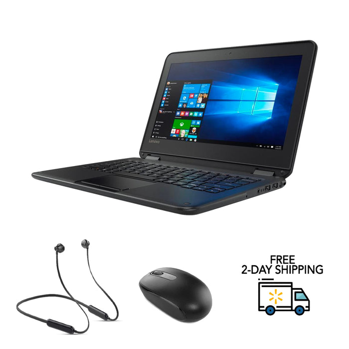 Refurbished Lenovo Chromebook N23 Touch Screen | Intel Celeron N3060 1.60GHz | 4GB RAM | 16GB SSD | Bundle w/ Neckband Earbuds and Mouse