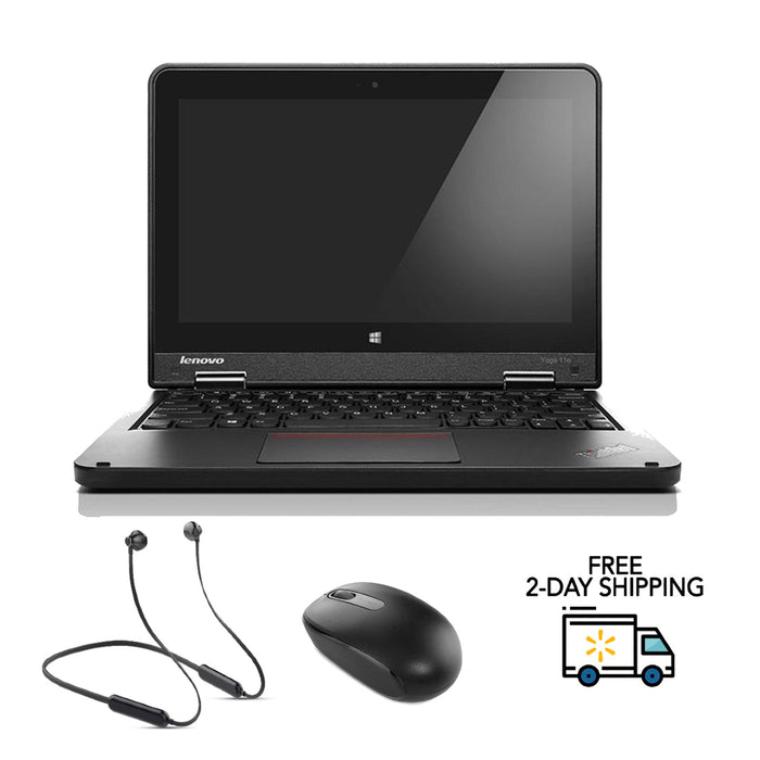 Refurbished Lenovo ThinkPad 11e Chromebook | Intel Celeron N3150 1.60GHz | 4GB RAM | 16GB SSD | Bundle w/ Neckband Earbuds and Mouse