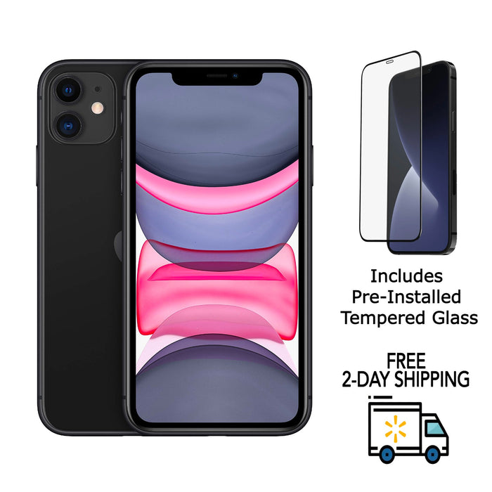 Refurbished Apple iPhone 11 | AT&T Only | Bundle w/ Pre-Installed Tempered Glass