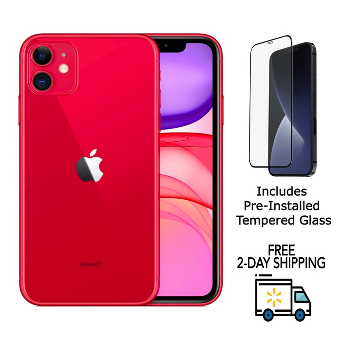 Refurbished Apple iPhone 11 | Fully Unlocked | Bundle w/ Pre-Installed Tempered Glass