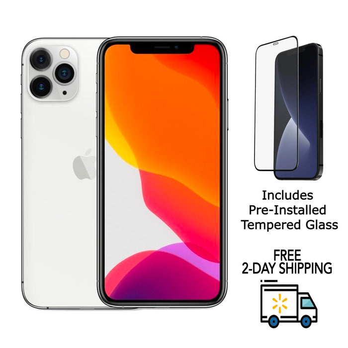 Refurbished Apple iPhone 11 Pro Max | Fully Unlocked | Bundle w/ Pre-Installed Tempered Glass