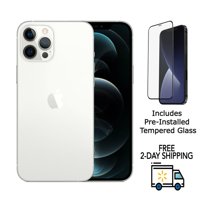 Refurbished Apple iPhone 12 Pro | Fully Unlocked | Bundle w/ Pre-Installed Tempered Glass
