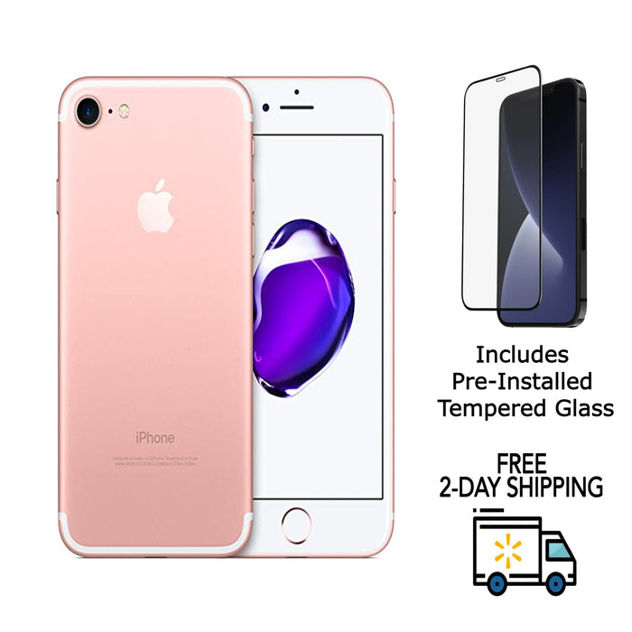 Refurbished Apple iPhone 7 | GSM Unlocked | Bundle w/ Pre-Installed Tempered Glass