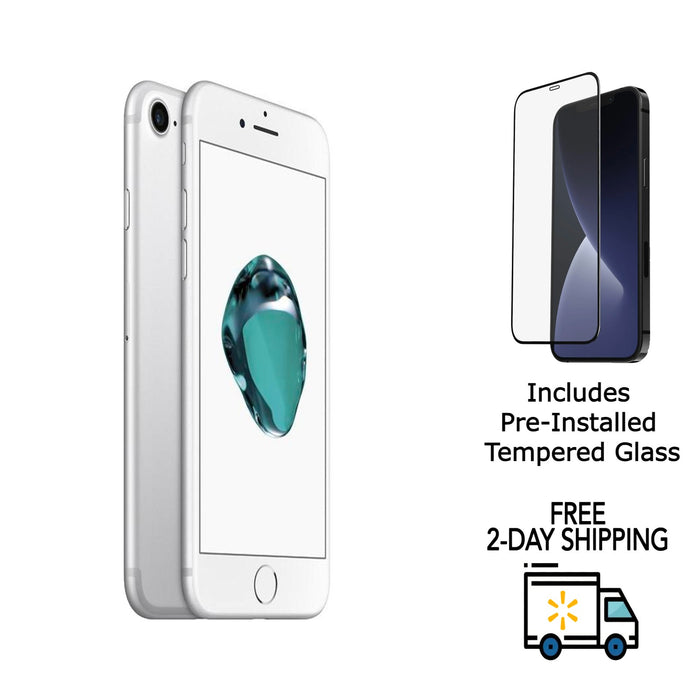 Refurbished Apple iPhone 7 | Fully Unlocked | Bundle w/ Pre-Installed Tempered Glass