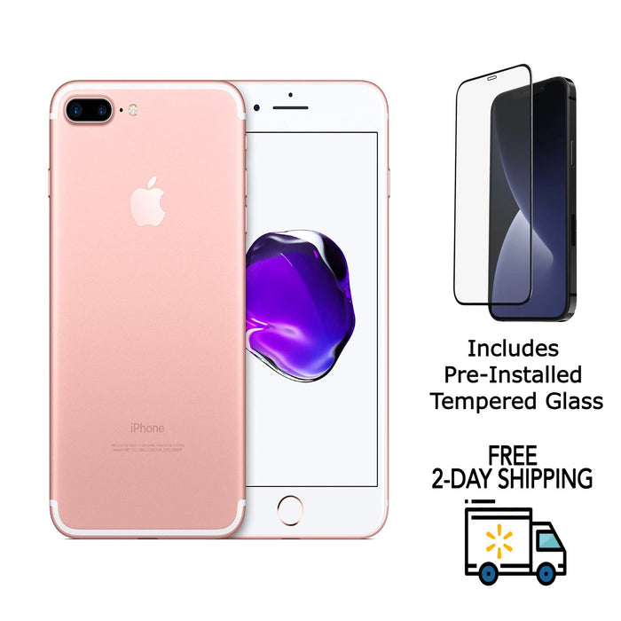 Refurbished Apple iPhone 7 Plus | GSM Unlocked | Bundle w/ Pre-Installed Tempered Glass