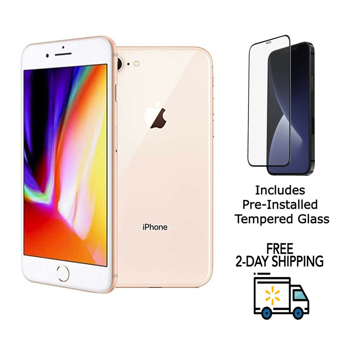 Refurbished Apple iPhone 8 | AT&T Only | Bundle w/ Pre-Installed Tempered Glass