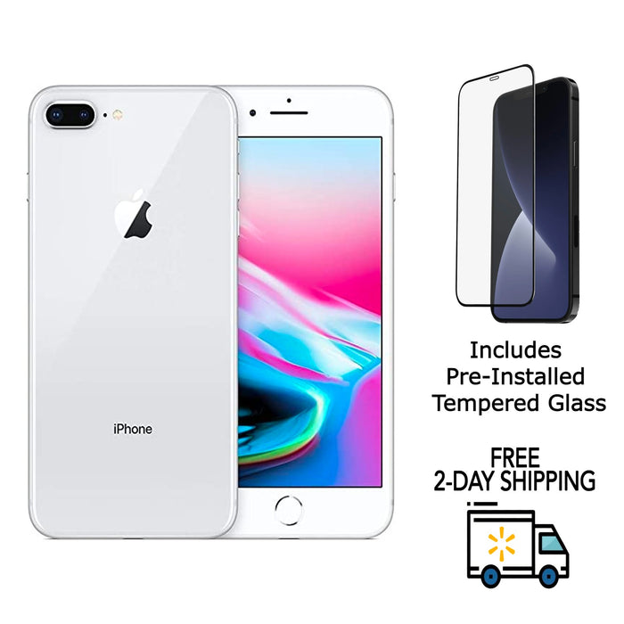 Refurbished Apple iPhone 8 Plus | AT&T Only | Bundle w/ Pre-Installed Tempered Glass