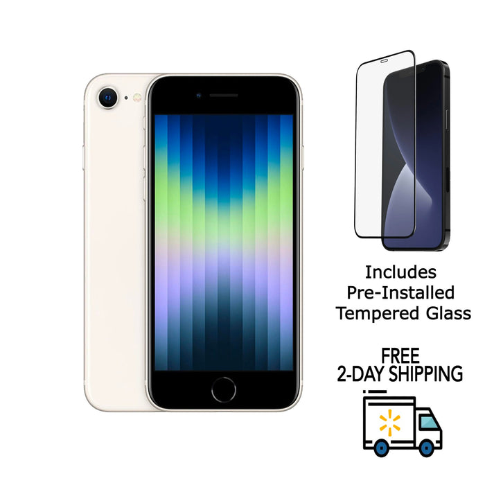 Refurbished Apple iPhone SE 3rd Gen | Spectrum Locked | Bundle w/ Pre-Installed Tempered Glass