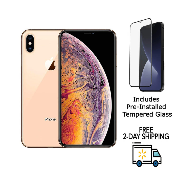 Refurbished Apple iPhone XS | AT&T Only | Bundle w/ Pre-Installed Tempered Glass