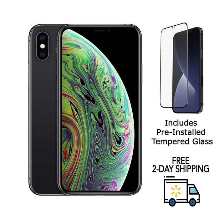 Refurbished Apple iPhone XS | AT&T Only | Bundle w/ Pre-Installed Tempered Glass