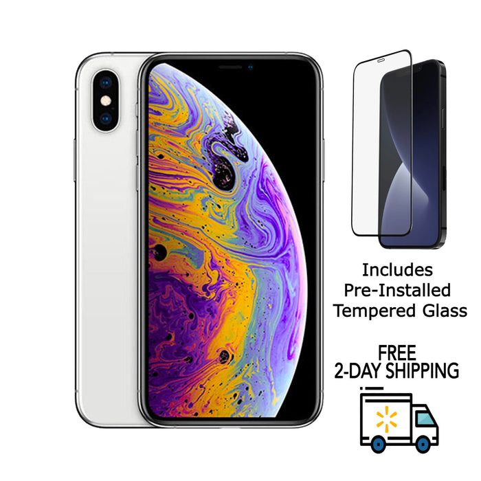 Refurbished Apple iPhone XS | Fully Unlocked | Bundle w/ Pre-Installed Tempered Glass