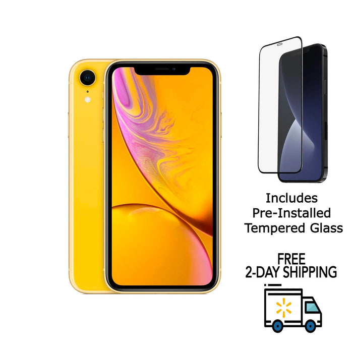 Refurbished Apple iPhone XR | Verizon Only | Bundle w/ Pre-Installed Tempered Glass