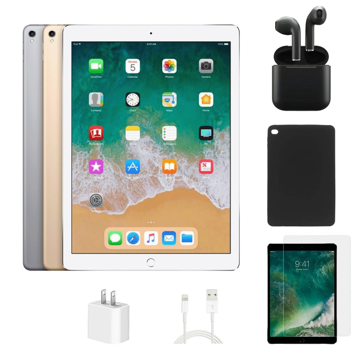 Refurbished Apple iPad Pro 12.9" 2nd Gen | WiFi | Bundle w/ Case, Wireless Earbuds,Tempered Glass Screen Protector