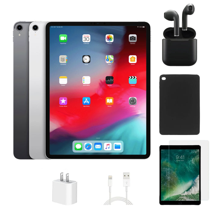 Refurbished Apple iPad Pro 12.9" 3rd Gen | WiFi | Bundle w/ Case, Wireless Earbuds,Tempered Glass Screen Protector