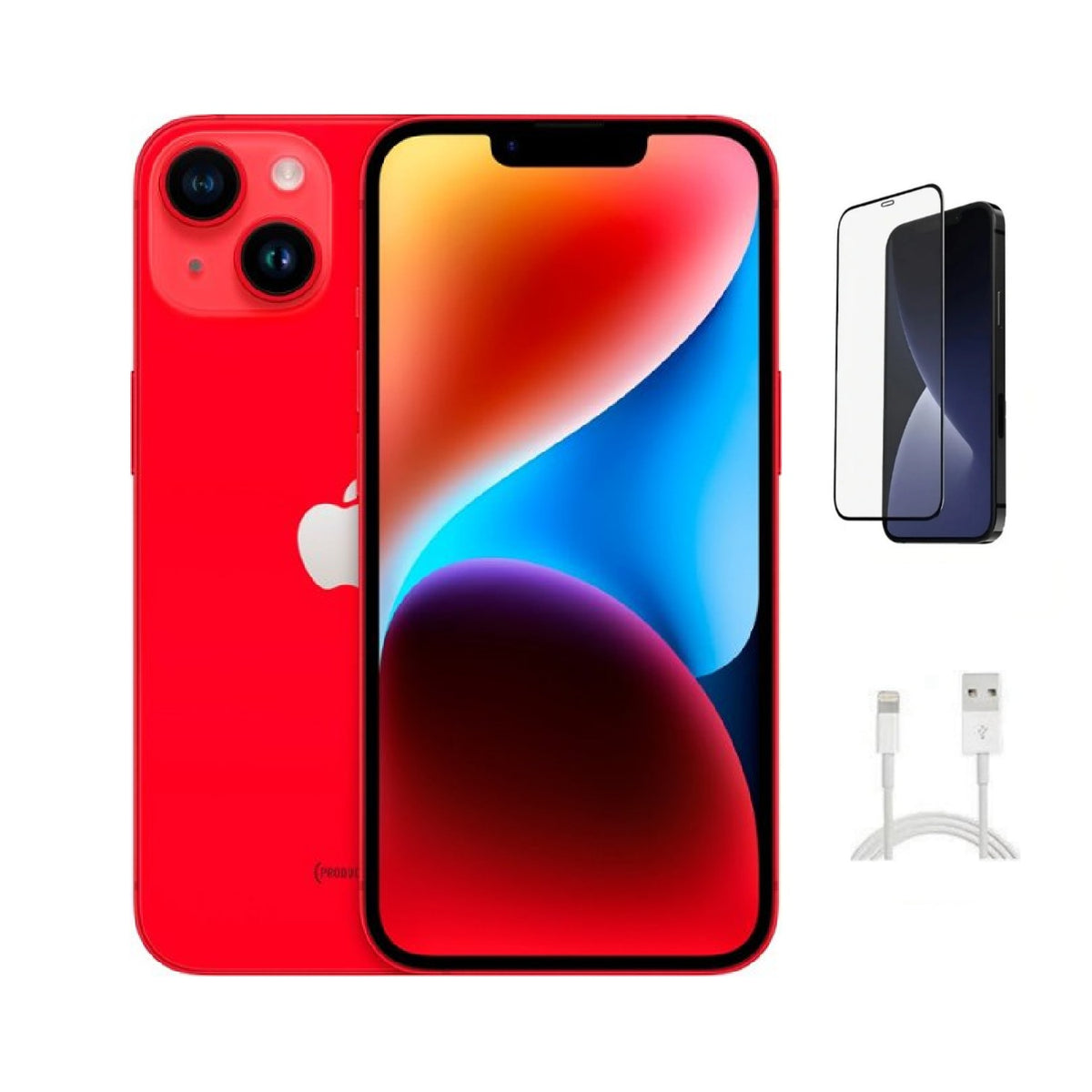 Refurbished Apple iPhone 14 A2649 (Fully Unlocked) 128GB Red Bundle with Pre-Installed Tempered Glass (Grade B)