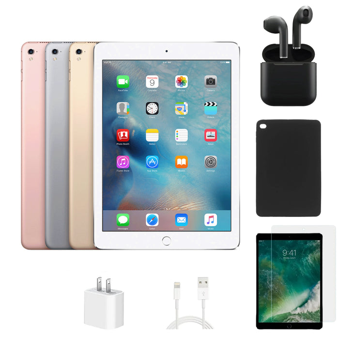 Refurbished Apple iPad Pro 9.7" 1st Gen | WiFi | Bundle w/ Case, Wireless Earbuds,Tempered Glass Screen Protector