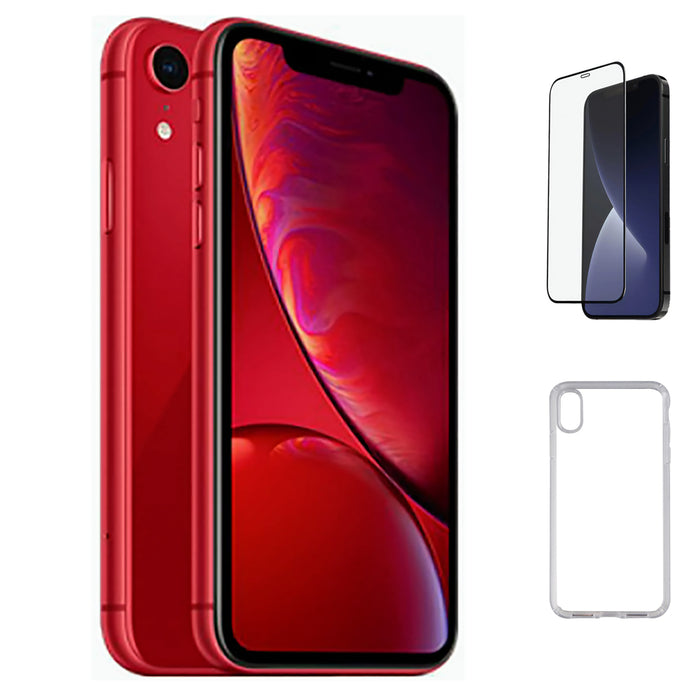 Refurbished Apple iPhone XR | Fully Unlocked | Bundle w/ Case & Tempered Glass Screen Protector