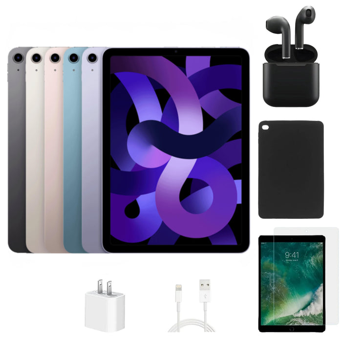 Refurbished Apple iPad Air 5 | WiFi | Bundle w/ Case, Wireless Earbuds,Tempered Glass Screen Protector