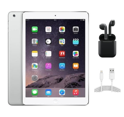 Refurbished Apple iPad Air A1474 (WiFi) 16GB Silver (Grade A+) w/ Wireless Earbuds
