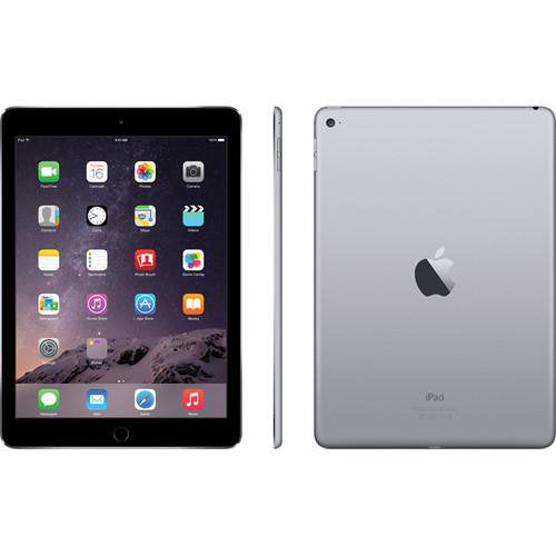 Refurbished Apple iPad Air 2 A1567 (WiFi + Cellular Unlocked) 128GB Space Gray (Grade A+) w/ Pre-Installed Tempered Glass