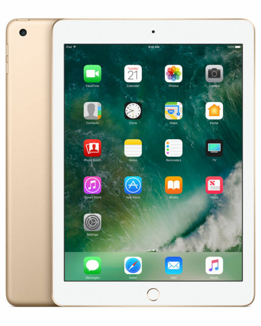 Refurbished Apple iPad 5th Gen A1823 (WiFi + Cellular Unlocked) 128GB Gold (Grade A+) Bundle with Case