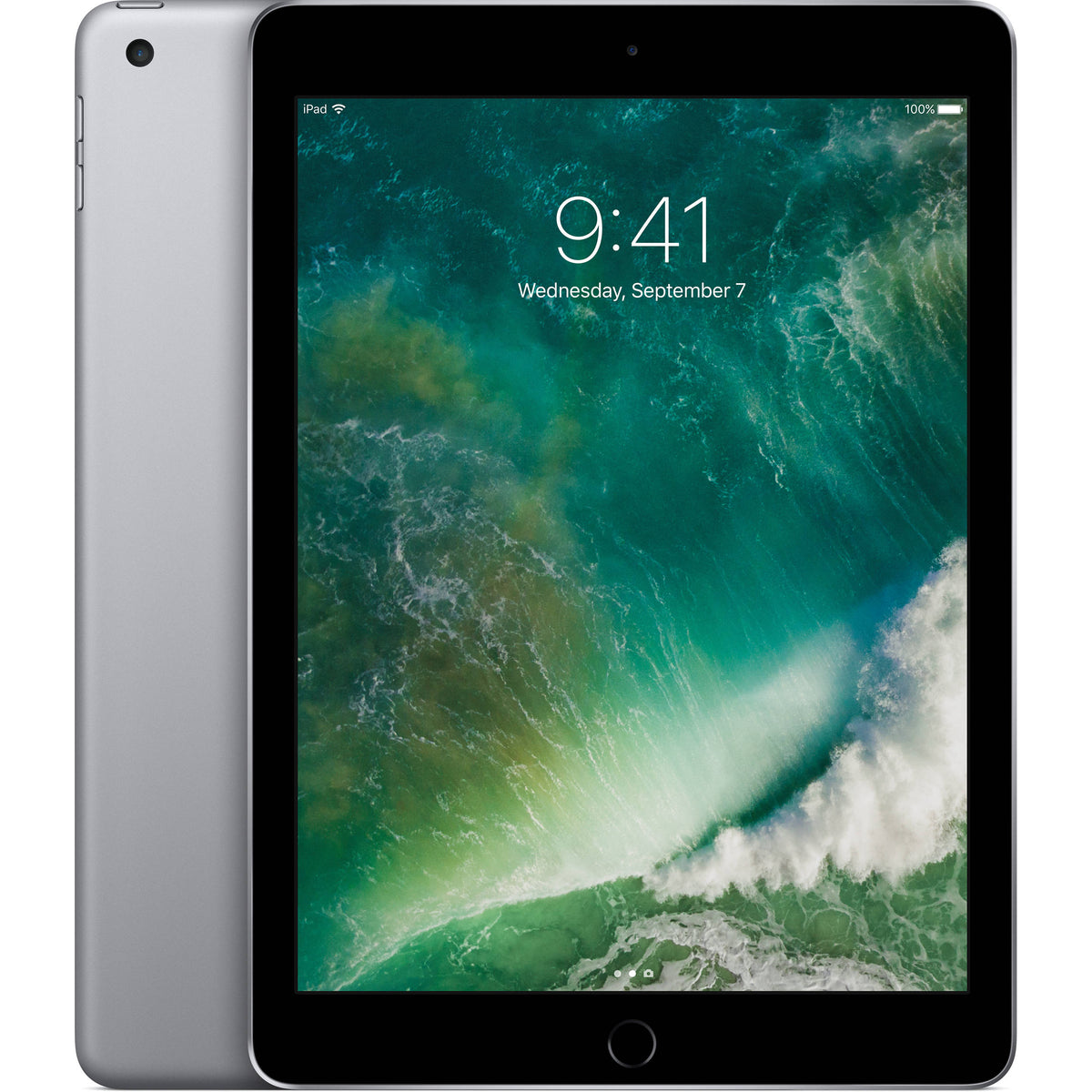 Refurbished Apple iPad 5th Gen A1823 (WiFi + Cellular Unlocked) 128GB Space Gray (Grade A) Bundle with Case, Wireless Earbuds,Tempered Glass Screen Protector