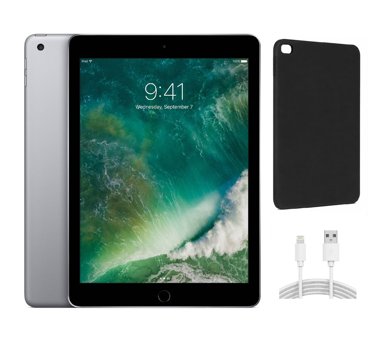 Refurbished Apple iPad 5th Gen A1823 (WiFi + Cellular Unlocked) 128GB Space Gray (Grade A) Bundle with Case