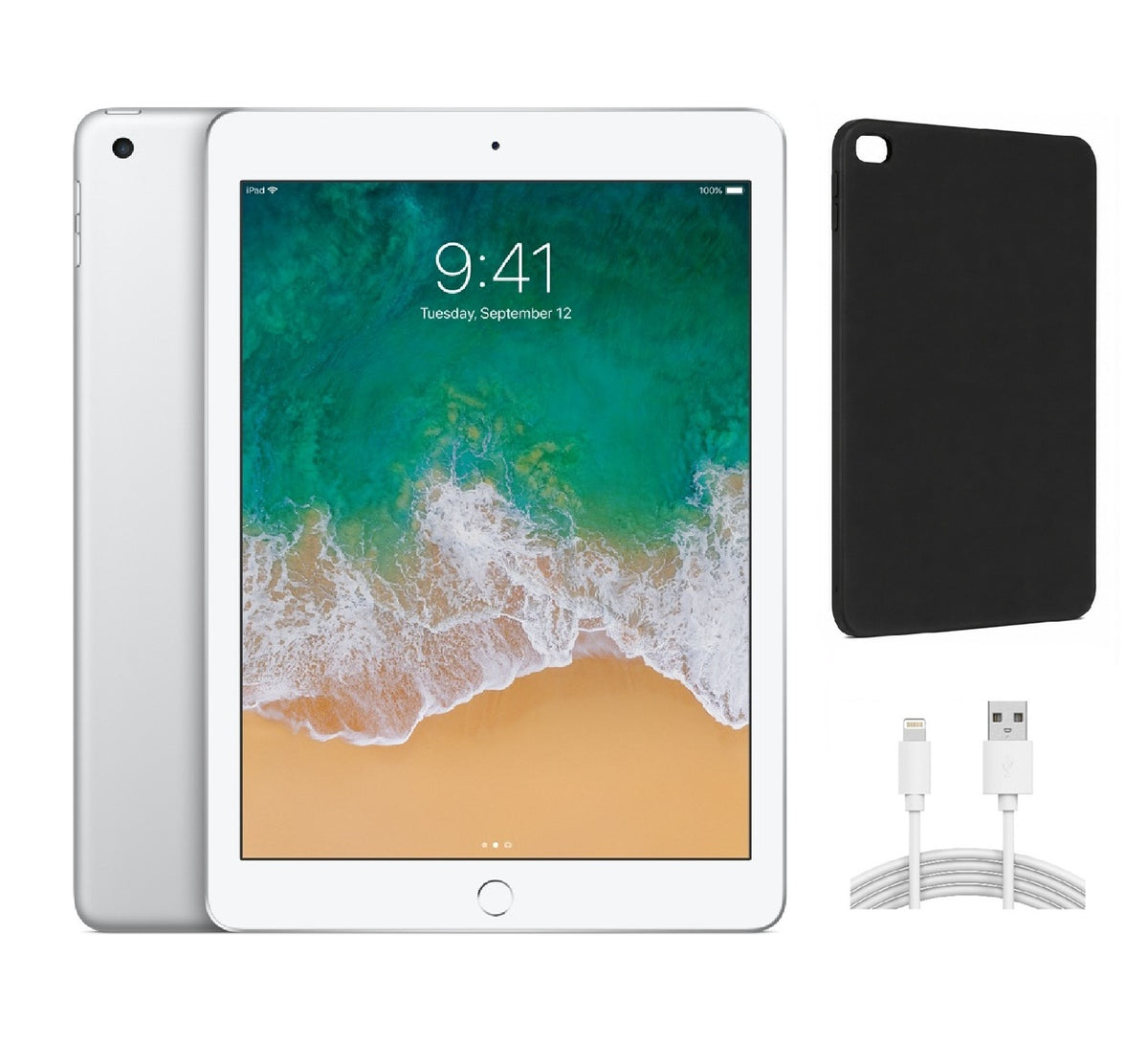 Refurbished Apple iPad 5th Gen A1822 (WiFi) 32GB Silver (Grade A+) Bundle with Case