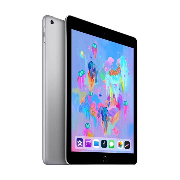 Refurbished Apple iPad 6th Gen A1893 (WiFi) 128GB Space Gray (Grade A) Bundle with Case, Wireless Earbuds,Tempered Glass Screen Protector