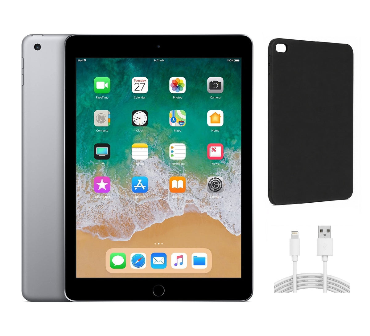 Refurbished Apple iPad 6th Gen A1893 (WiFi) 32GB Space Gray (Grade A+) Bundle with Case