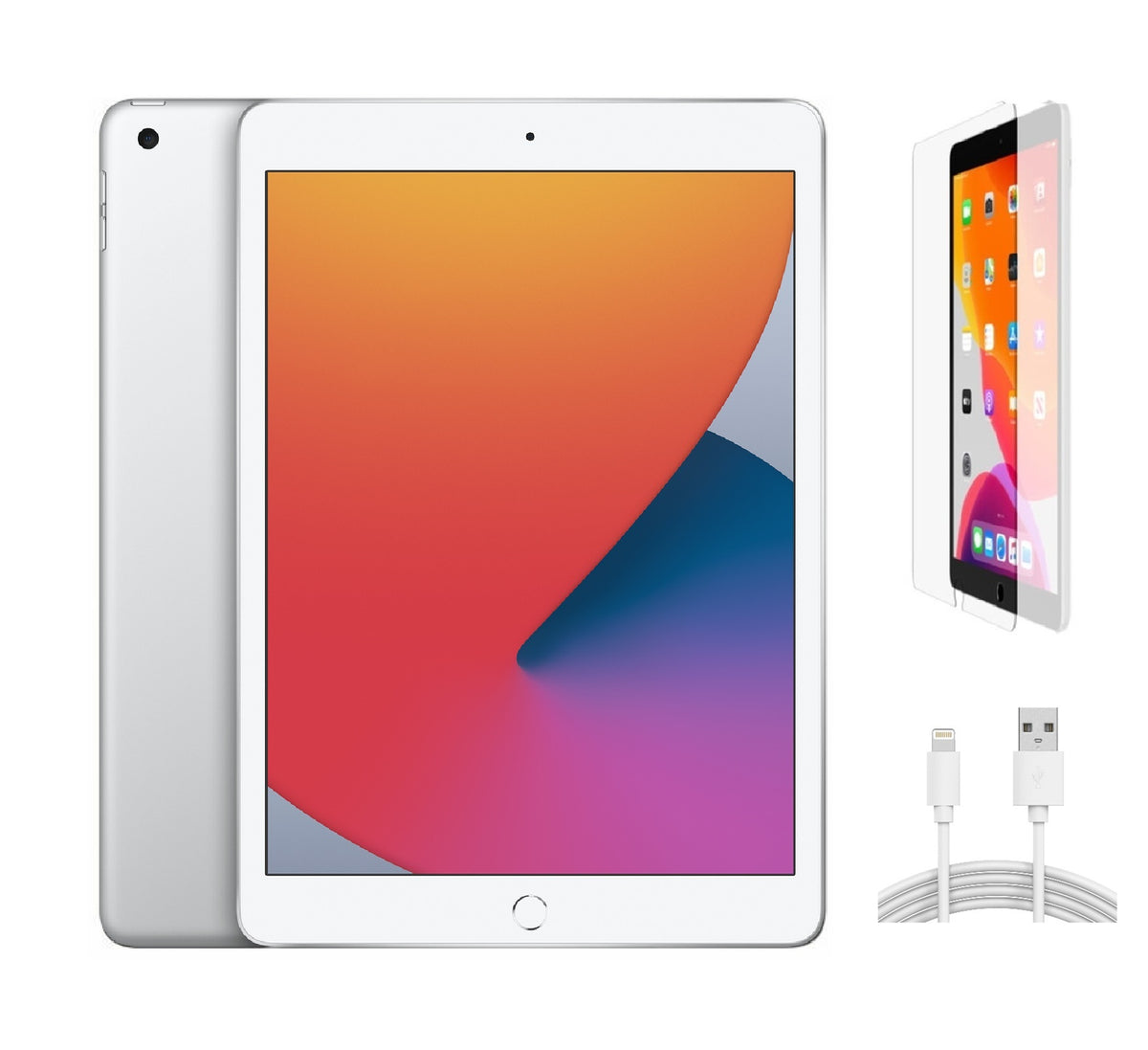 Refurbished Apple iPad 7th Gen A2200 (WiFi + Cellular Unlocked) 32GB Silver (Grade B) w/ Pre-Installed Tempered Glass