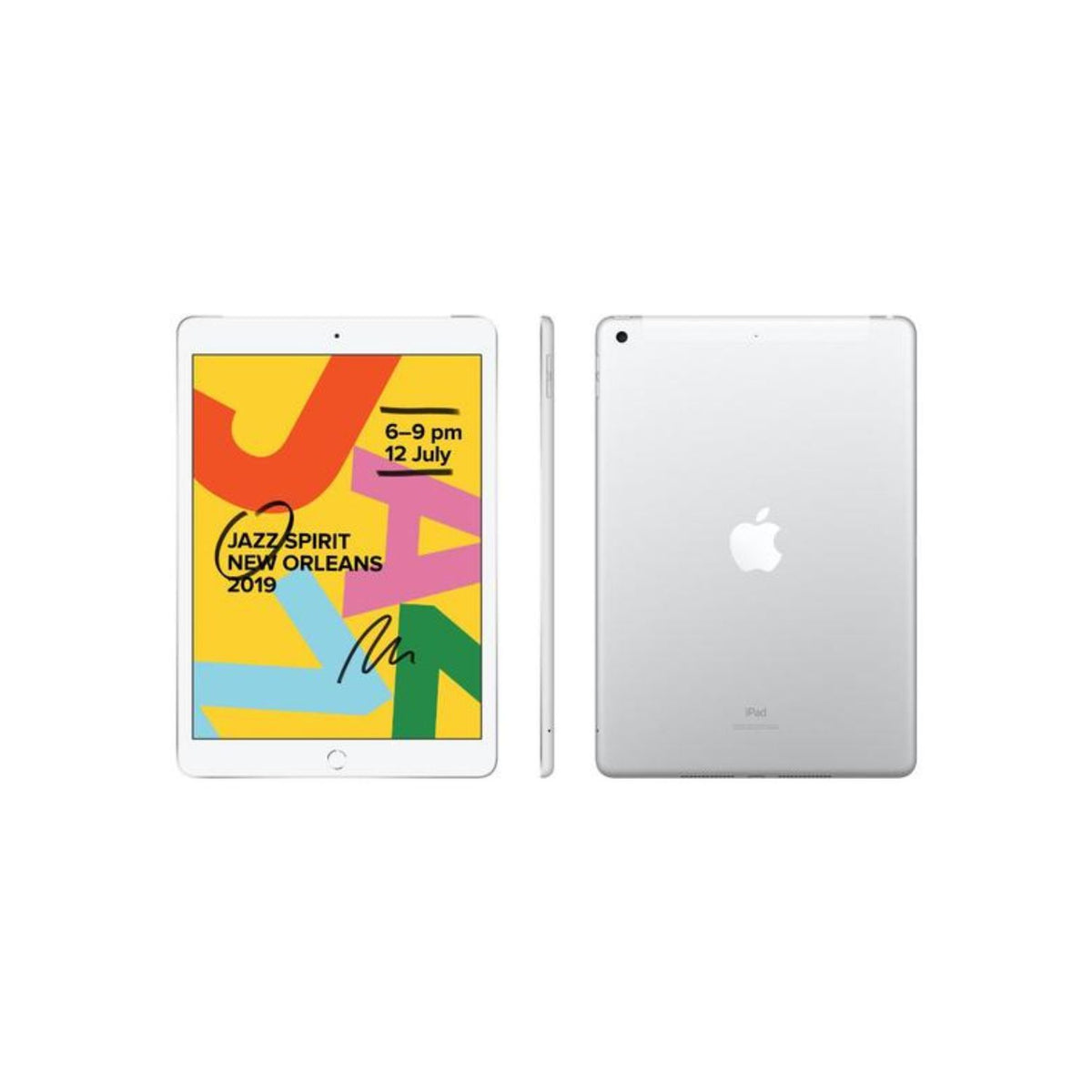 Apple iPad 7th Gen A2197 (WiFi) 128GB Silver w/ Wireless Earbuds