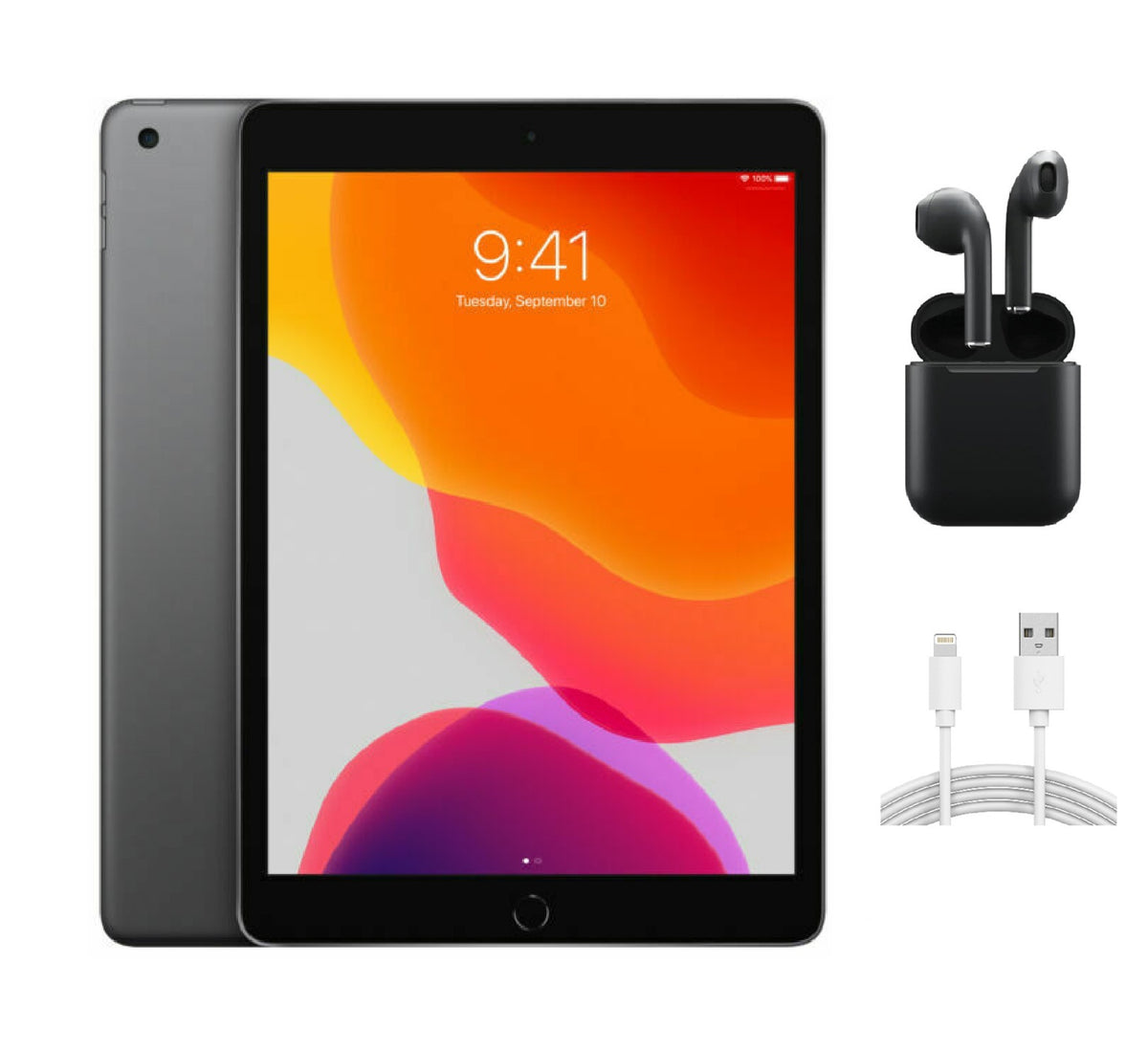 Refurbished Apple iPad 7th Gen A2197 (WiFi) 32GB Space Gray w/ Wireless Earbuds