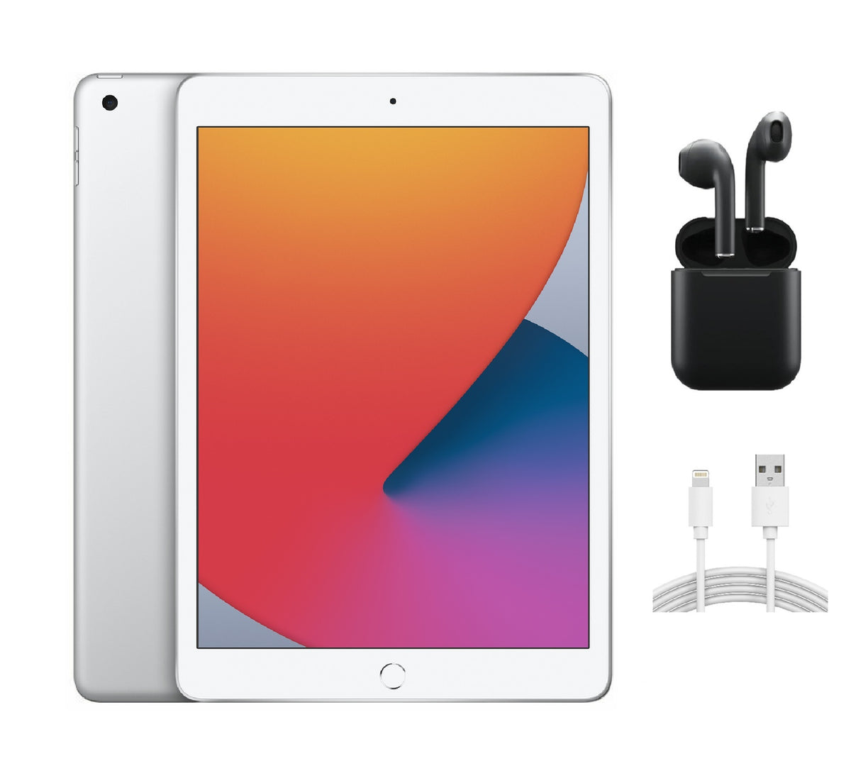 Refurbished Apple iPad 7th Gen A2197 (WiFi) 32GB Silver (Grade A+) w/ Wireless Earbuds