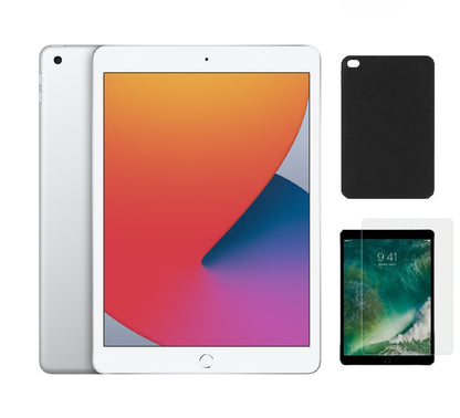 Refurbished Apple iPad 7th Gen A2197 (WiFi) 32GB Silver (Grade B)with Case & Tempered Glass Screen Protector