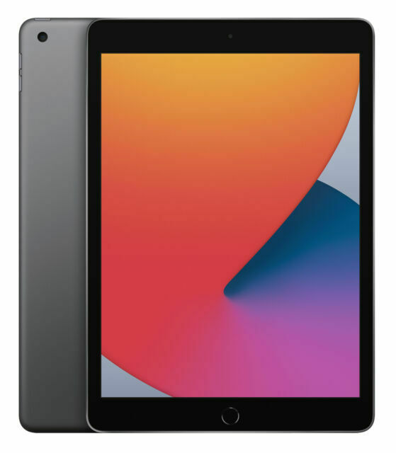 Refurbished Apple iPad 8th Gen A2428 (WiFi + Cellular Unlocked) 32GB Space Gray (Grade A+) Bundle with Pre-Installed Tempered Glass and Bluetooth Earbuds