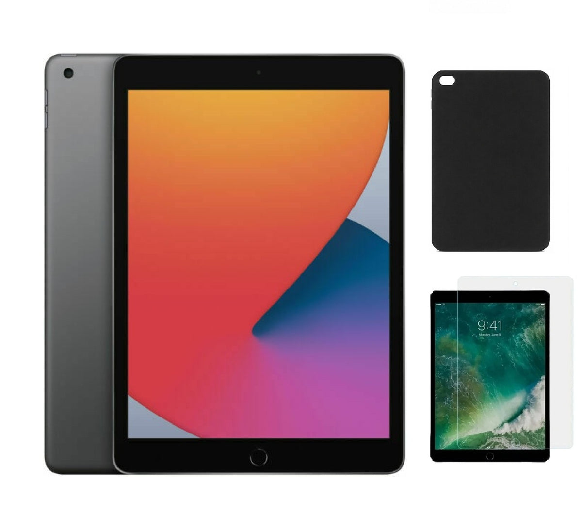 Refurbished Apple iPad 8th Gen A2428 (WiFi + Cellular Unlocked) 32GB Space Gray (Grade B)with Case & Tempered Glass Screen Protector