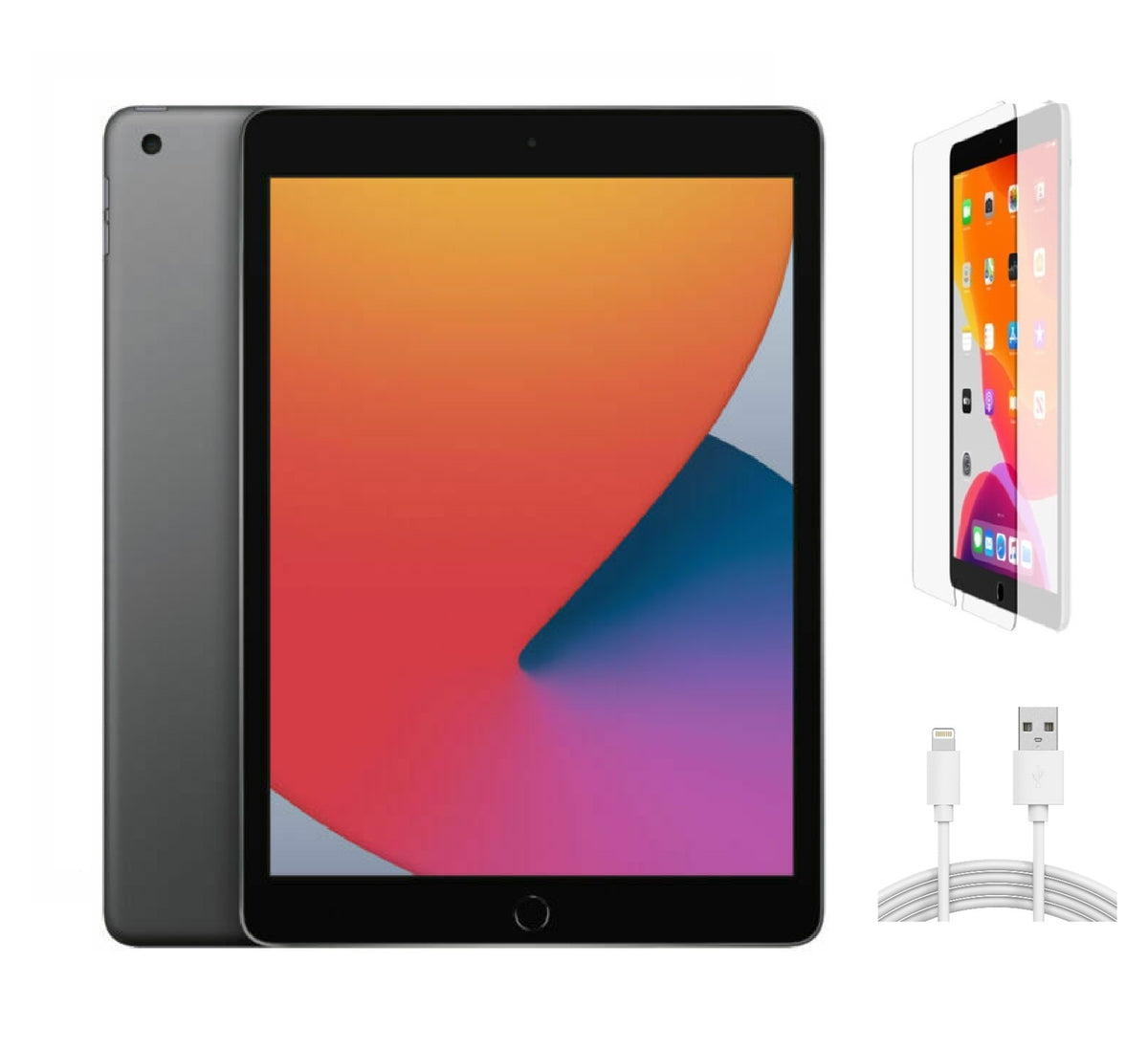 Refurbished Apple iPad 8th Gen A2428 (WiFi + Cellular Unlocked) 32GB Space Gray (Grade B) w/ Pre-Installed Tempered Glass