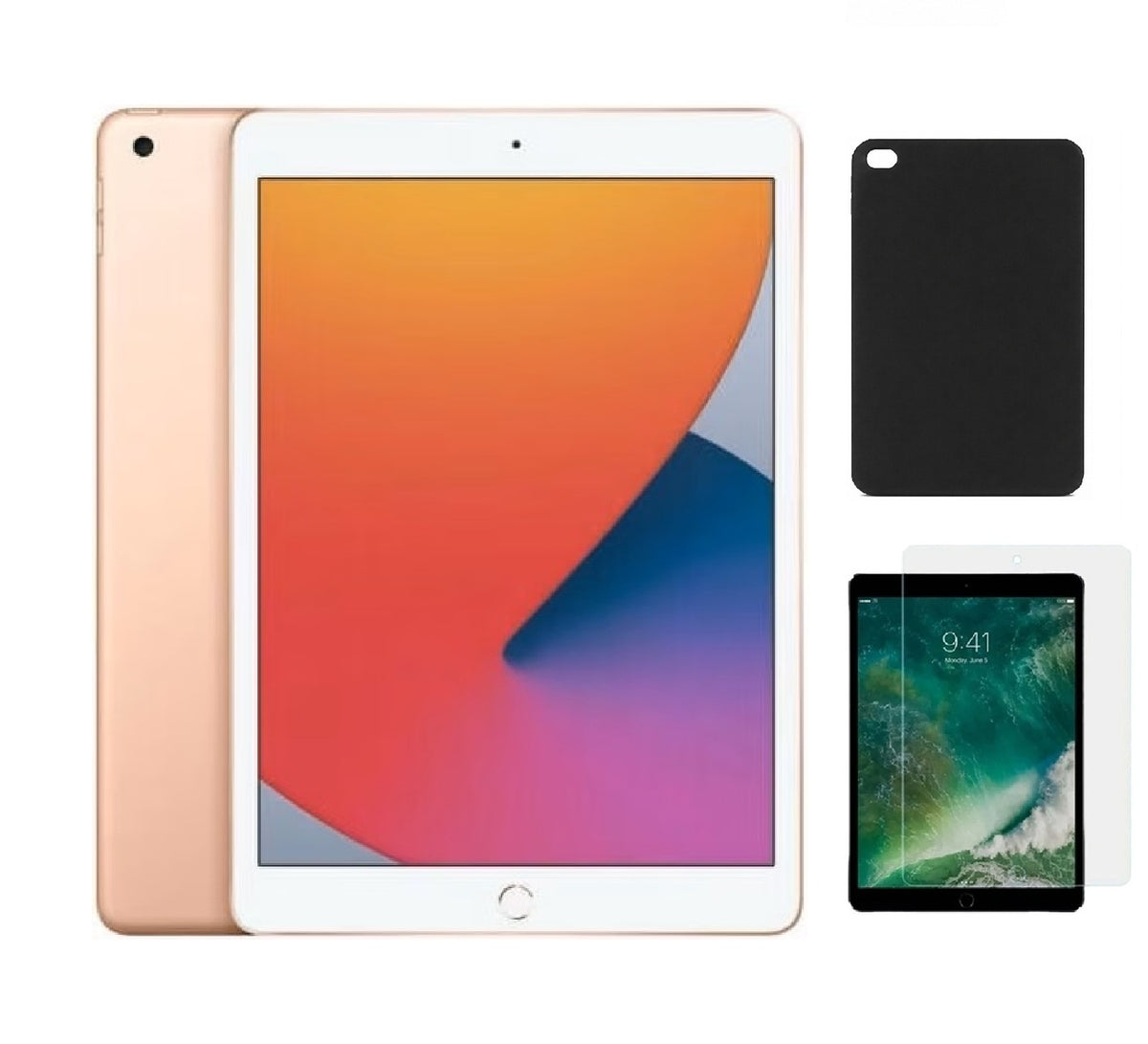 Refurbished Apple iPad 8th Gen A2270 (WiFi) 128GB Gold (Grade B)with Case & Tempered Glass Screen Protector