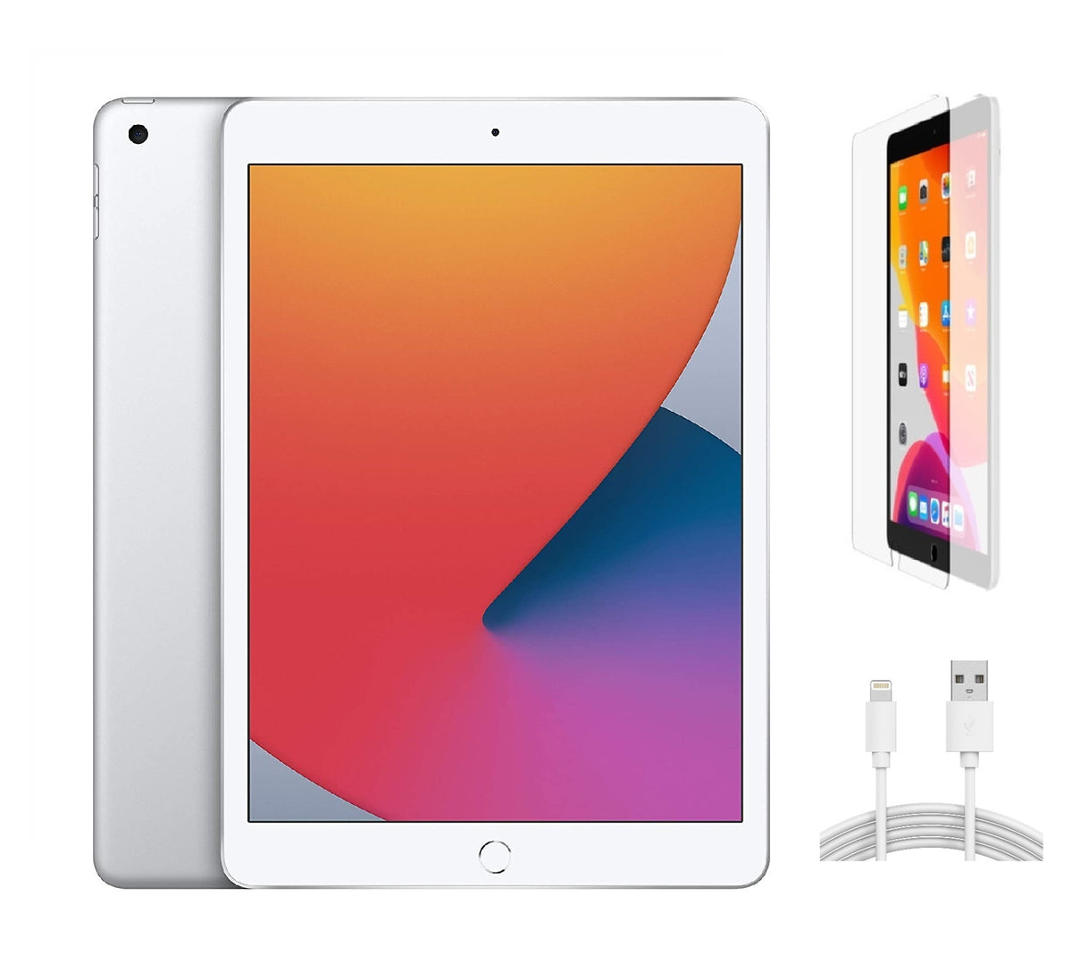 Refurbished Apple iPad 8th Gen A2270 (WiFi) 32GB Silver (Grade A+) w/ Pre-Installed Tempered Glass