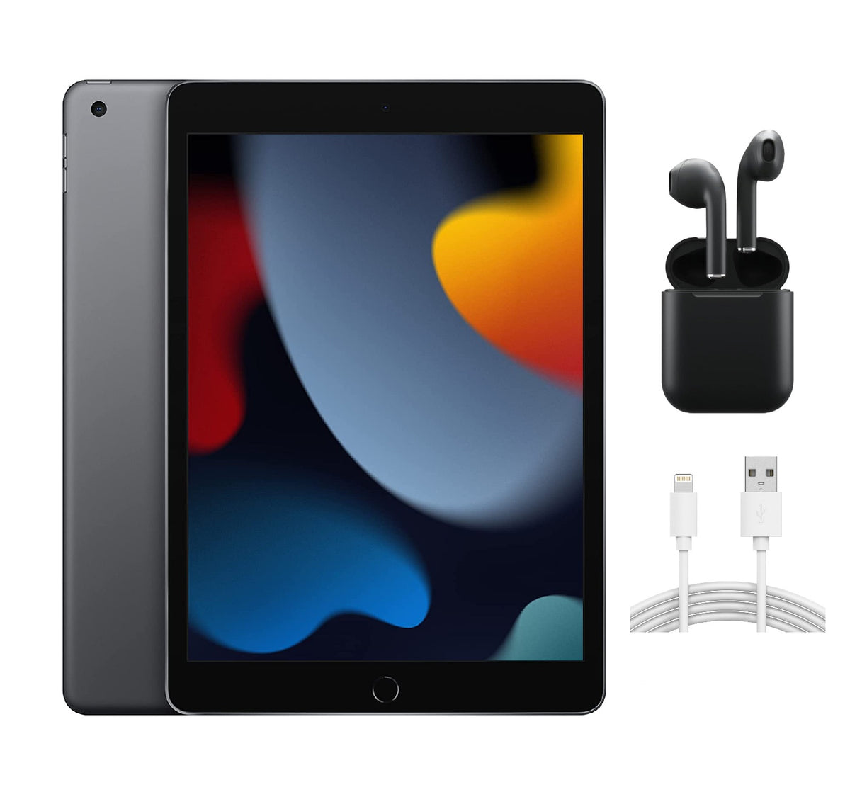 Refurbished Apple iPad 9th Gen A2603 (WiFi + Cellular Unlocked) 256GB Space Gray (Grade A+) w/ Wireless Earbuds